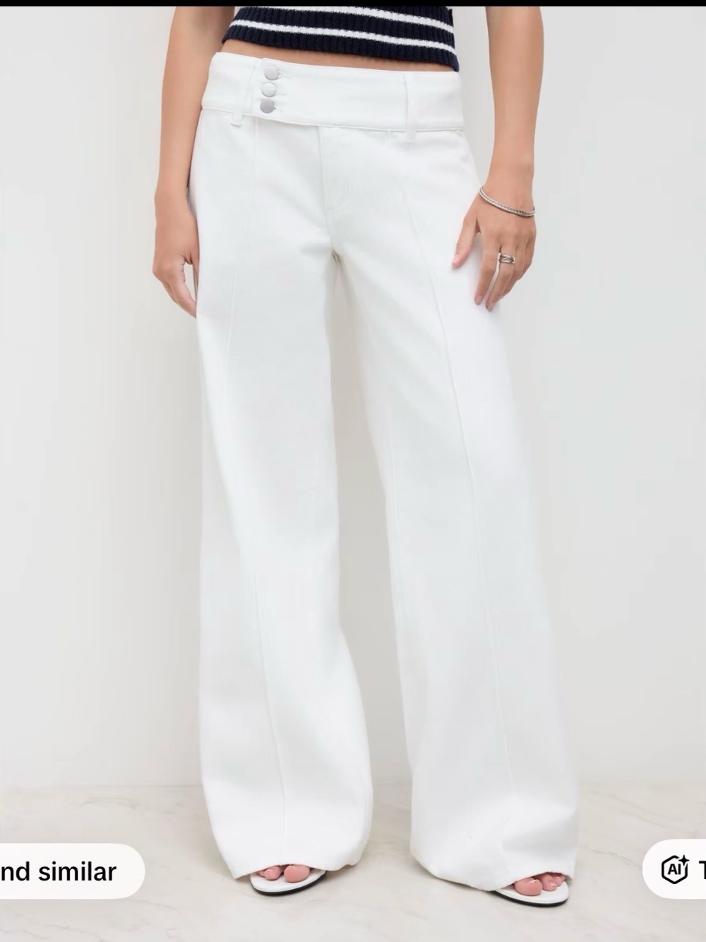 Cider White Baggy Low Rise Wide Leg Jeans - White